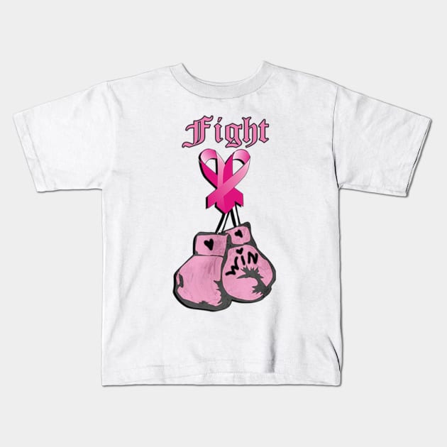 Breast Cancer Awareness Gifts: Inspirational quotes, Fight Pink Ribbon and Distressed Boxing Gloves Breast Cancer Awareness Kids T-Shirt by tamdevo1